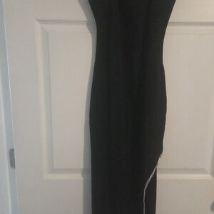 Madden Girl Black Midi Dress with Silver Accents